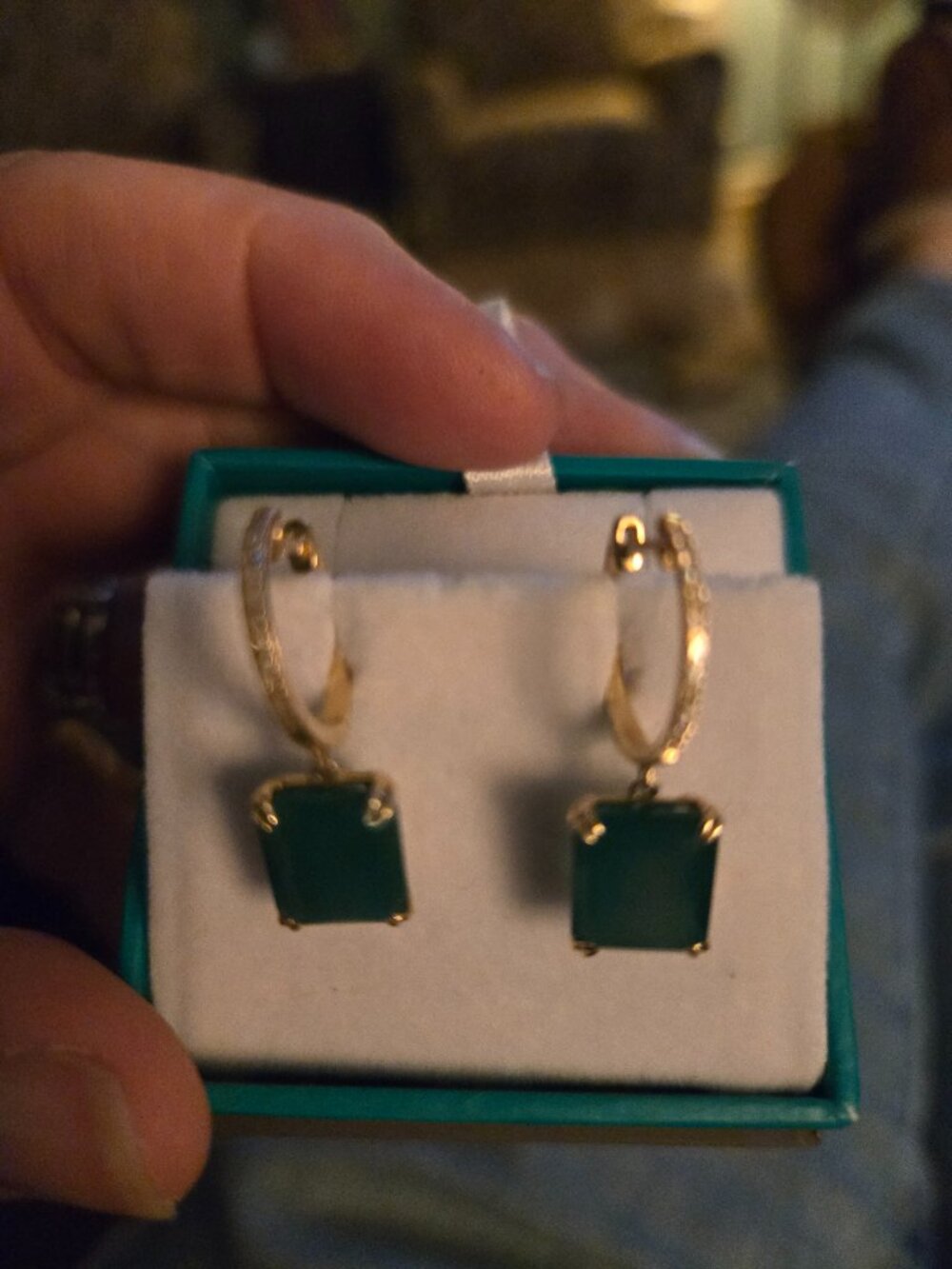 Effy 14K Yellow Gold Green Onyx Earrings
